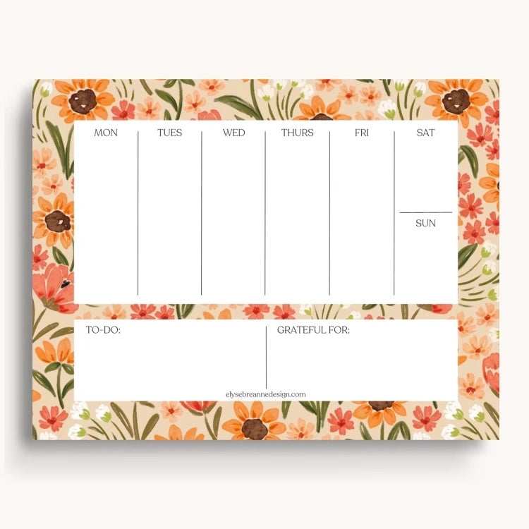 Sunny Poppies Weekly Planner Notepad